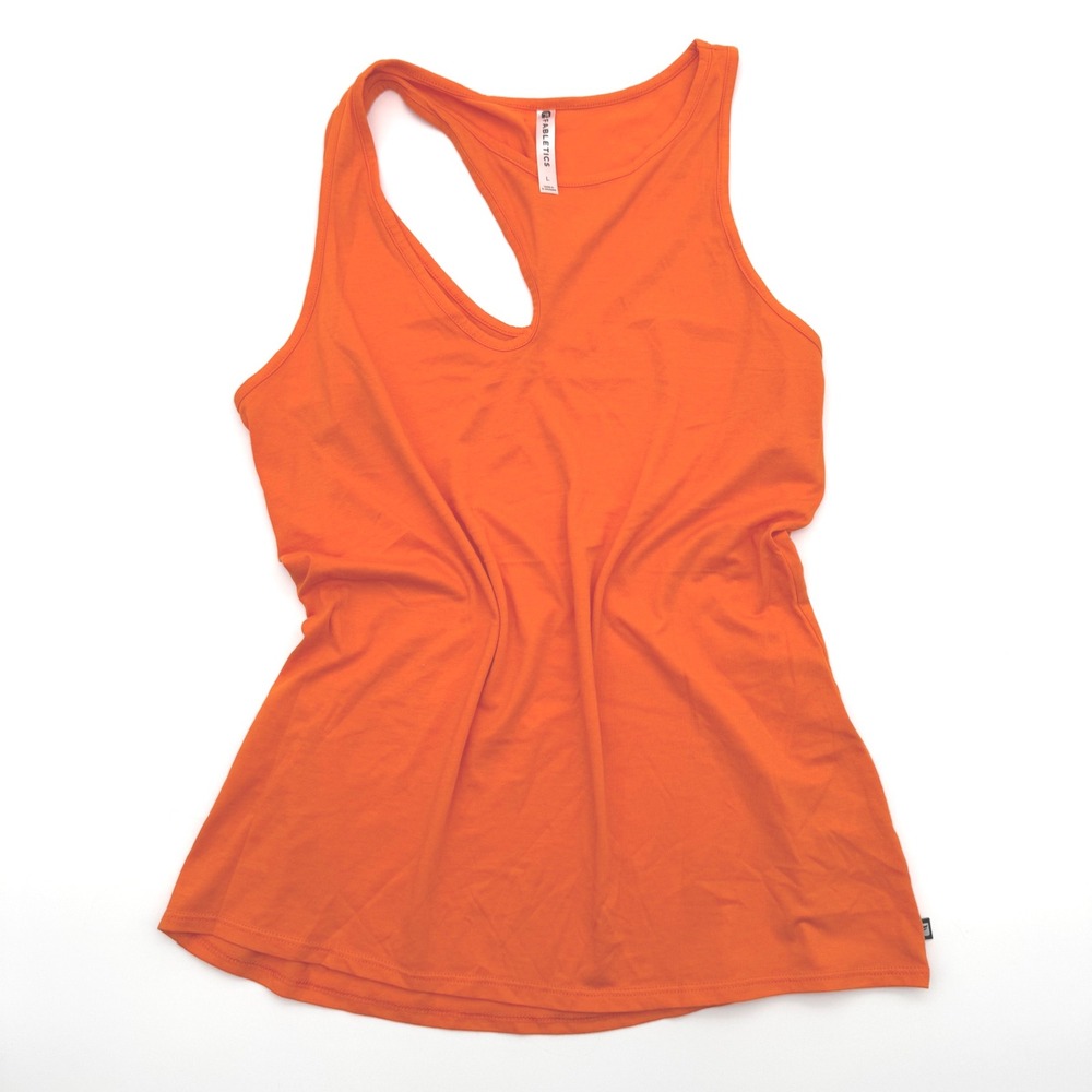 Fabletics Womens Orange Asymmetrical Cutout‎ Tank Top Size L